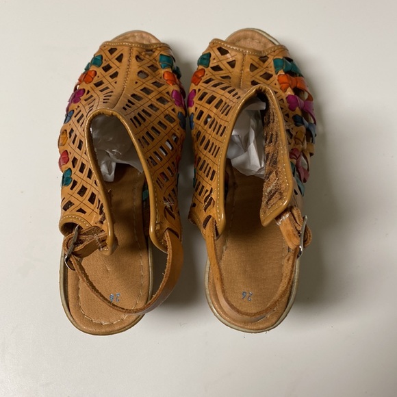 Multicolour Leather Wedge Sandals - Picture 6 of 12